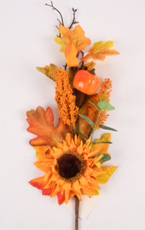 140457 HT THANKSGIVING ARTIFICIAL FLOWER W/SUNFLOWER & PUMPKIN (36/pk)