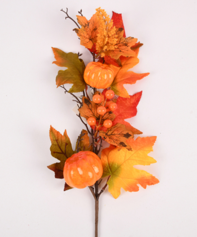 140433 HT THANKSGIVING ARTIFICIAL FLOWER PUMPKIN & LEAVES (36/pk)