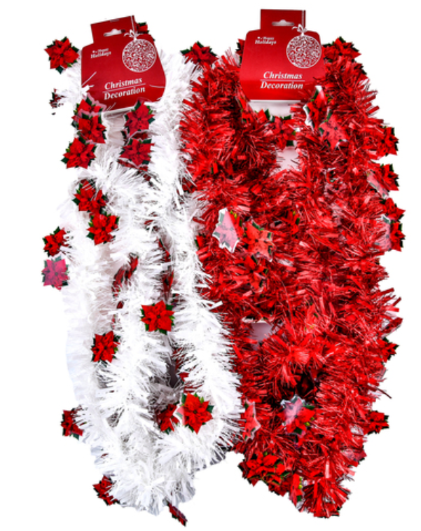 203391 HX TINSEL GARLAND W/ REAL PHOTO FLOWER (24/PK)