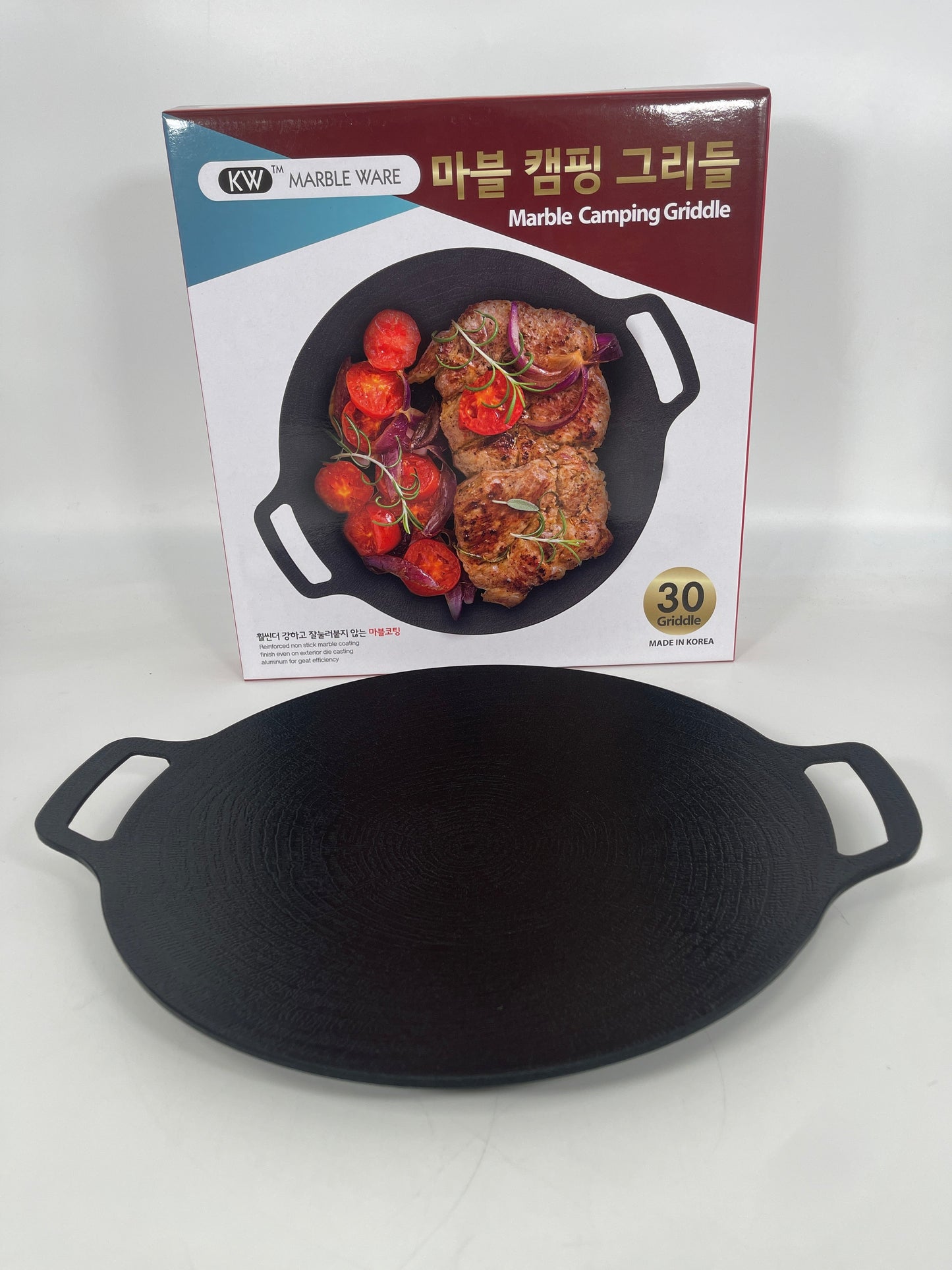 GL30 30cm Marble Camping Griddle w/silicone Handle (10pcs)