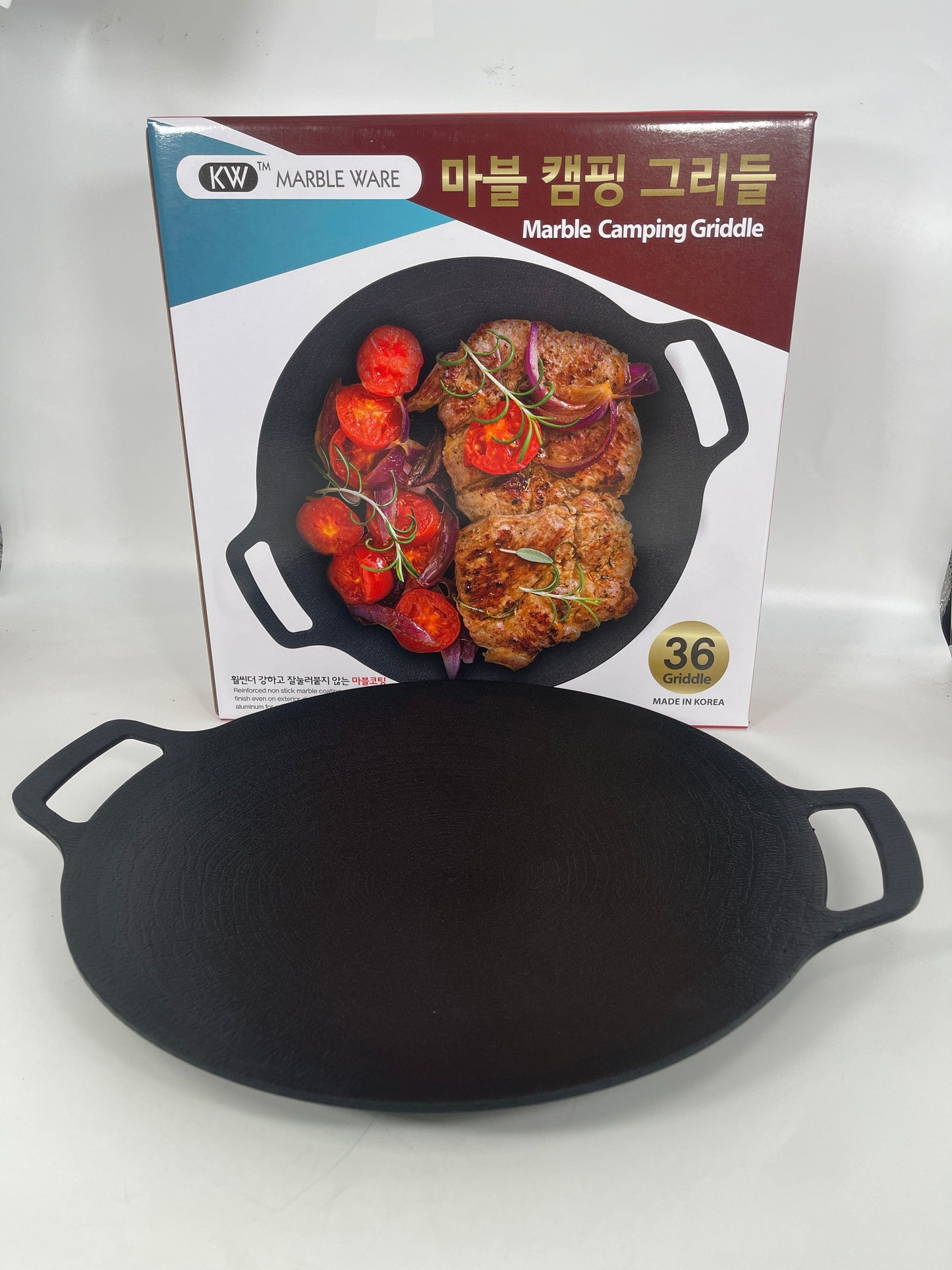 GL36 36CM Marble Camping Griddle w/Silicone Handle (8pcs)
