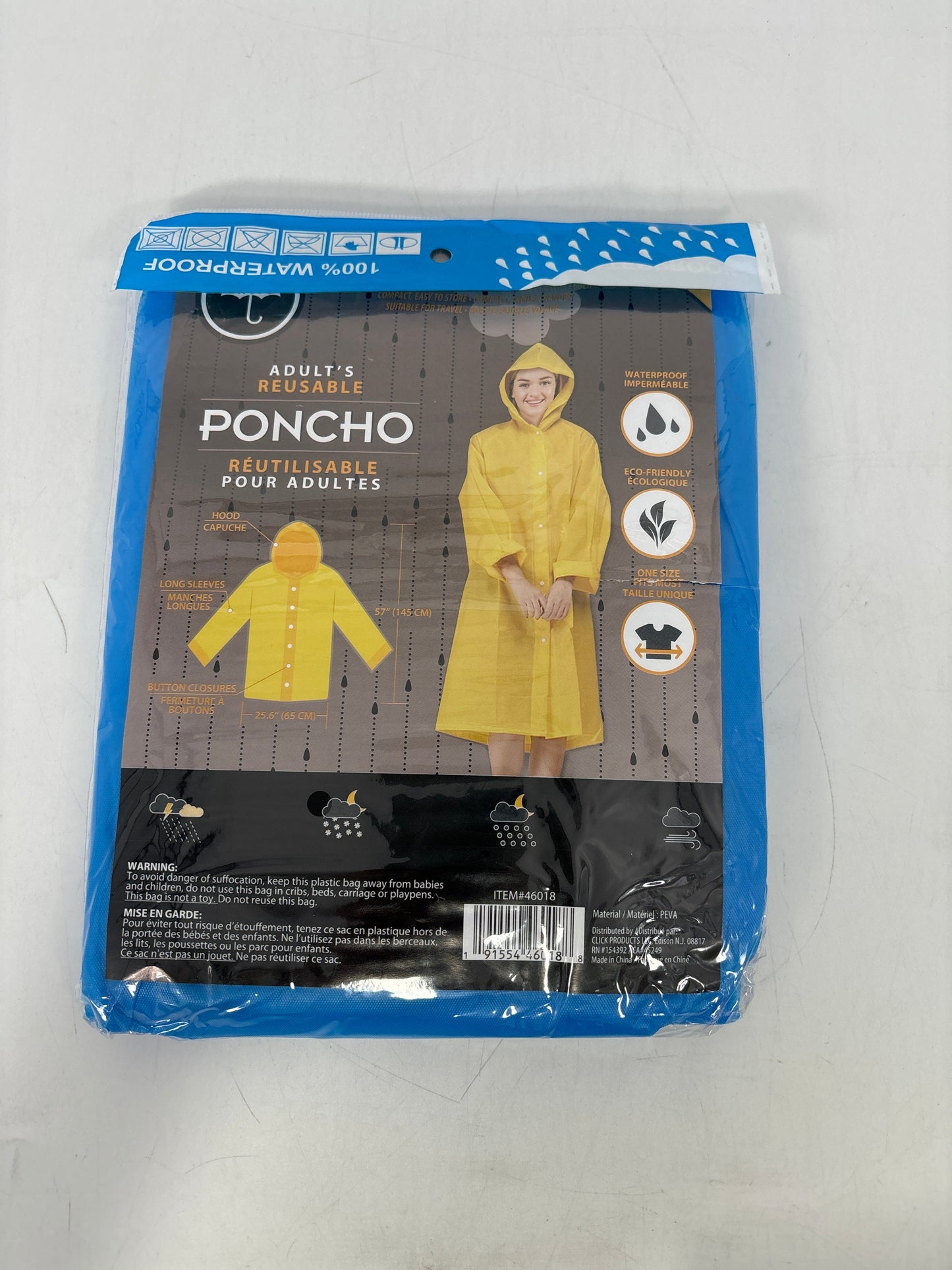 46018 Drops Poncho Raincoat Adult (48/CS)