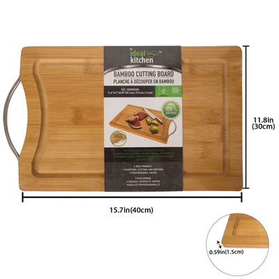 32318 Ideal Kitchen Bamboo Cutting Board w/ handle L (12/CS)