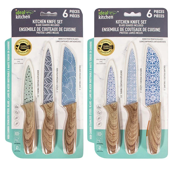 33060 Ideal Kitchen 6 Piece Knife set w/Blade Guard (12/CS)