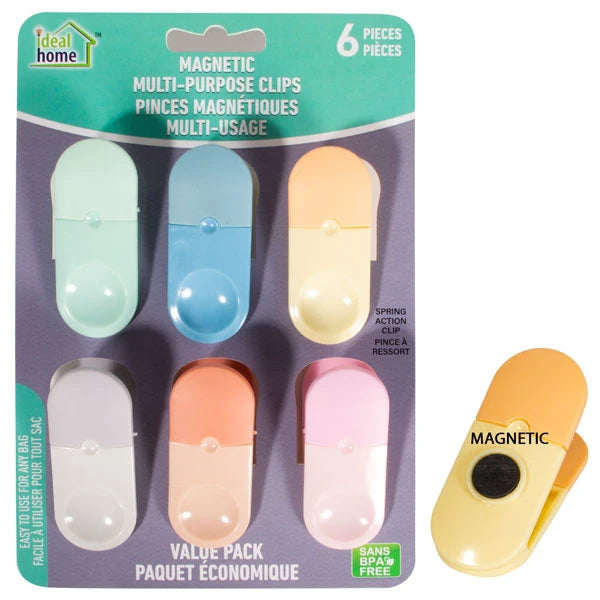 36078 Ideal Home Bag Clip Set w/ Magnet 6PK (12/PK)