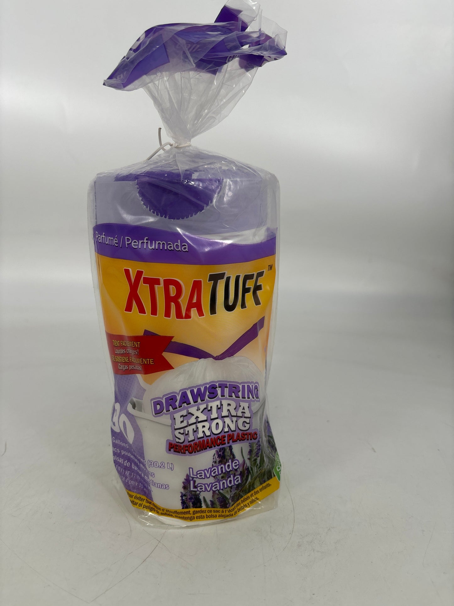 30154 XtraTuff Trash Bag Drwstring 8G 90 CT Lavender (12)