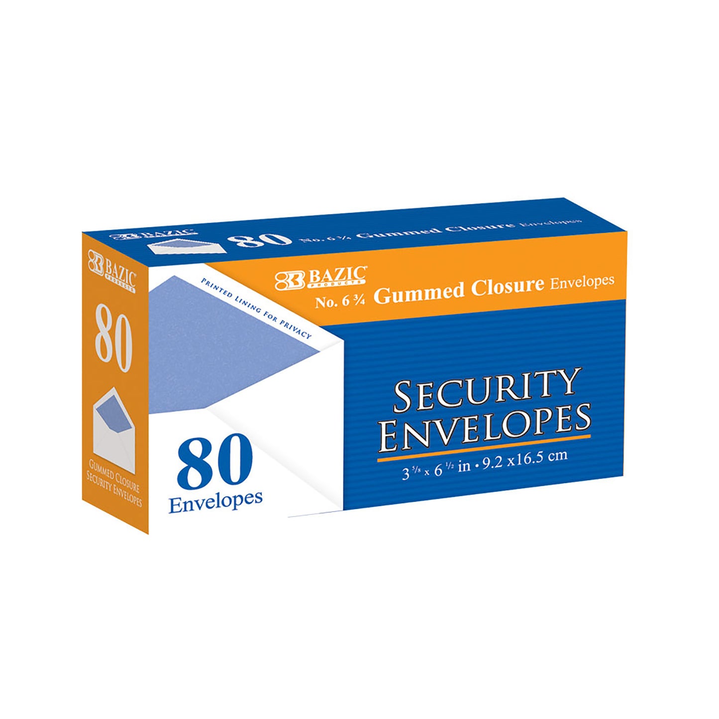 5048 BAZIC #6 3/4 Security Envelopes w/ Gummed Closure (24/CS)