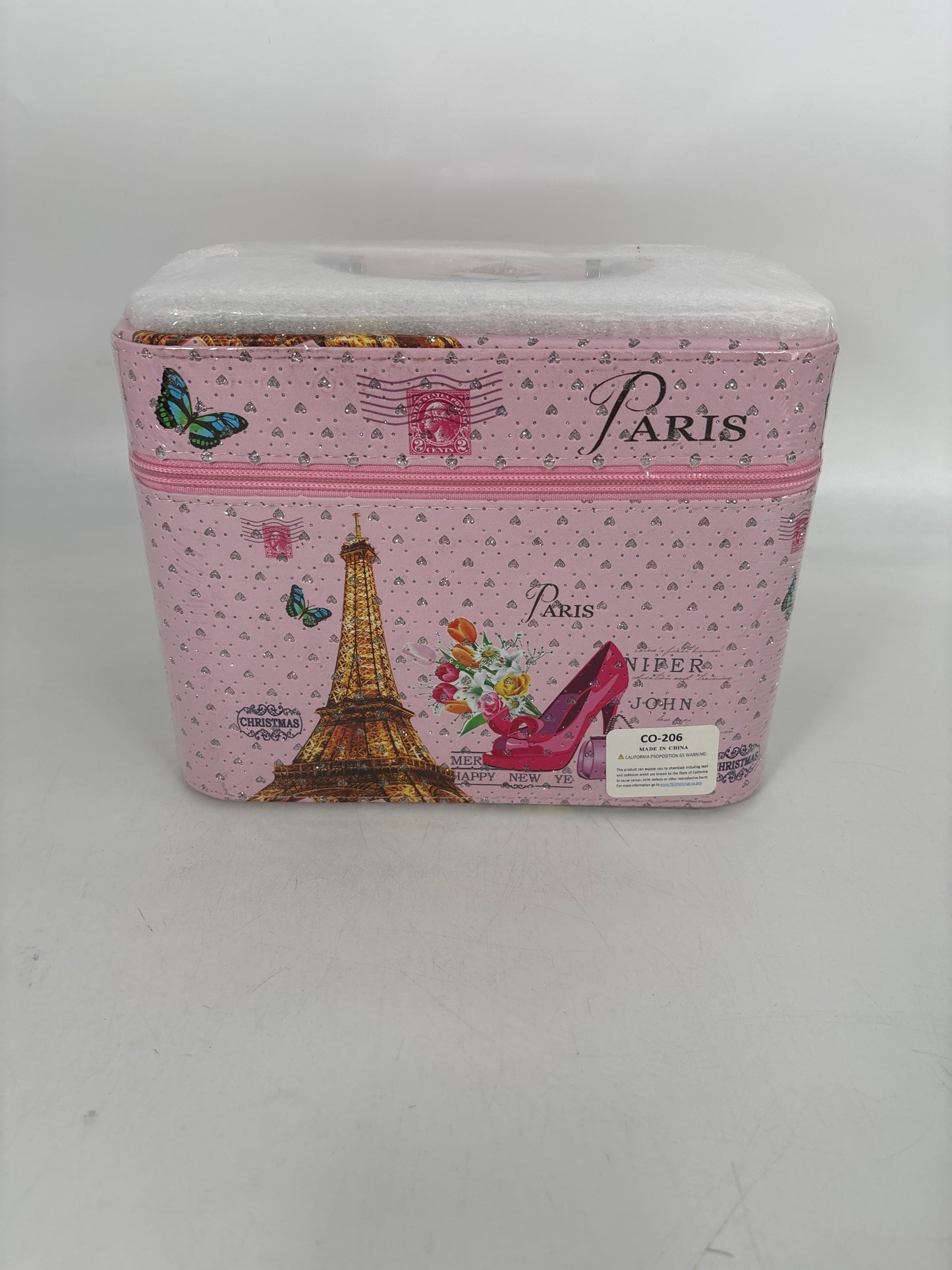 CO-206 3PCS Cosmetic Case Paris Pink (1)