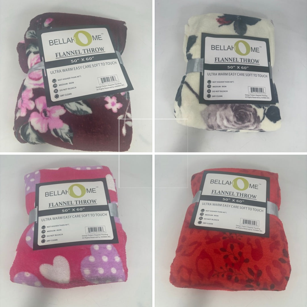 Flannel Throw 50x60 8 Designs Mixed (40pcs)