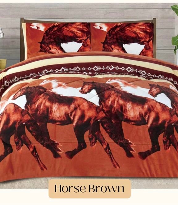 4515CAL PRINTED BORREGO BLANKET CALKING SIZE -HORSES (7pcs)