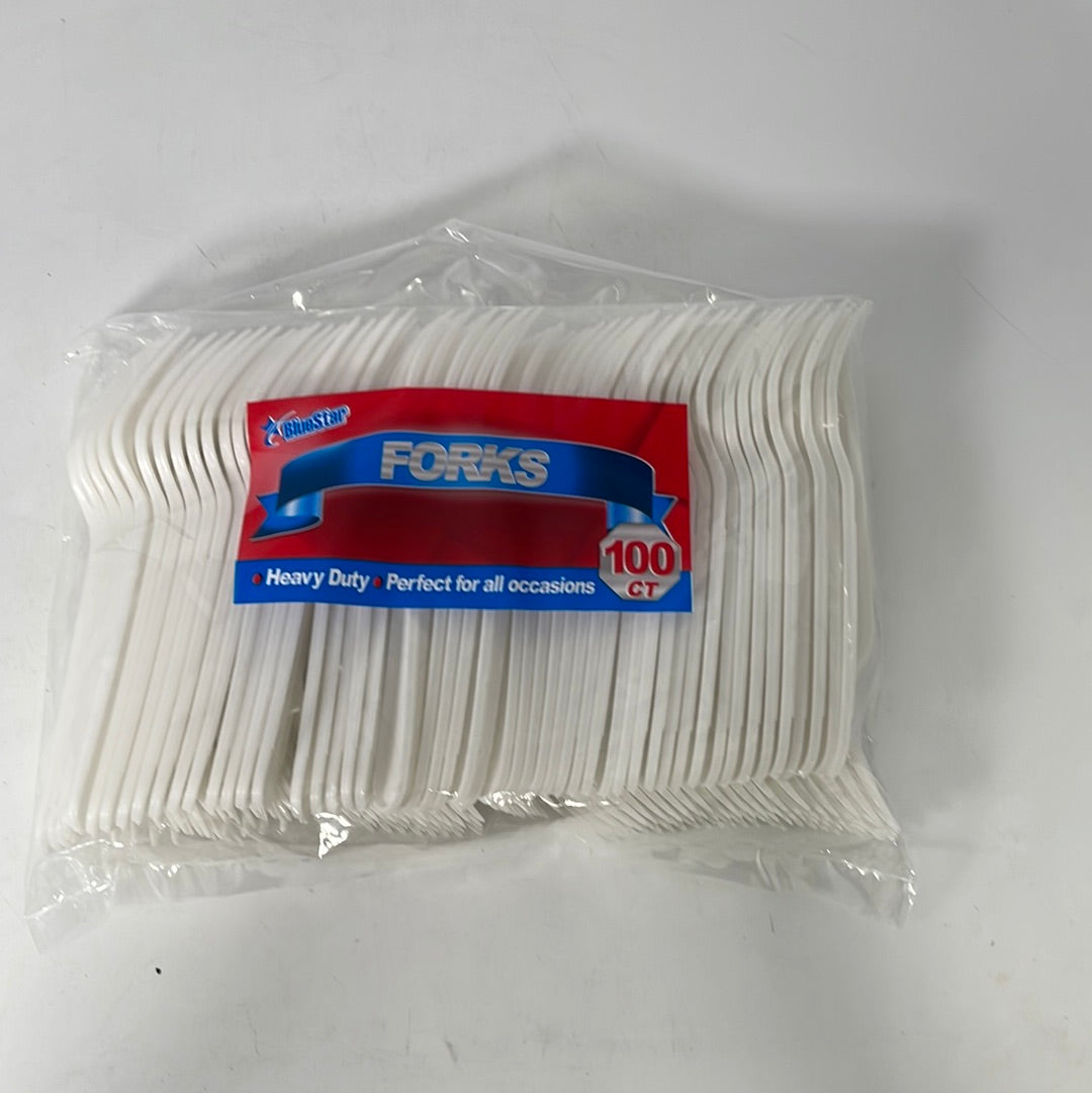 26221 Blue Star PP Quality Fork 100ct White (10)