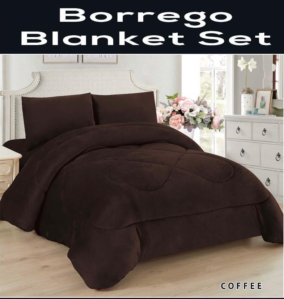 4510CAL SOLID BORREGO BLANKET CALKING SIZE -COFFEE (7pcs)