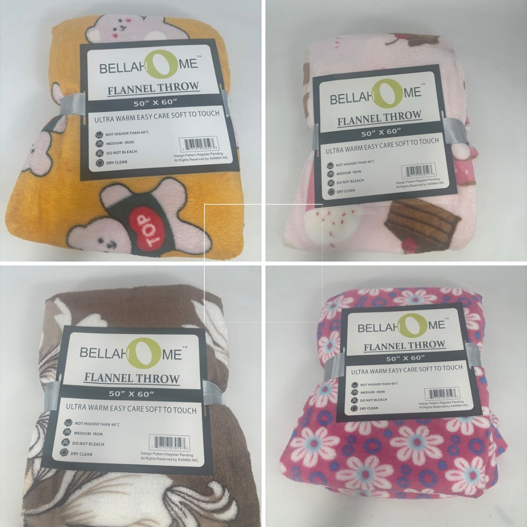 Flannel Throw 50x60 8 Designs Mixed (40pcs)