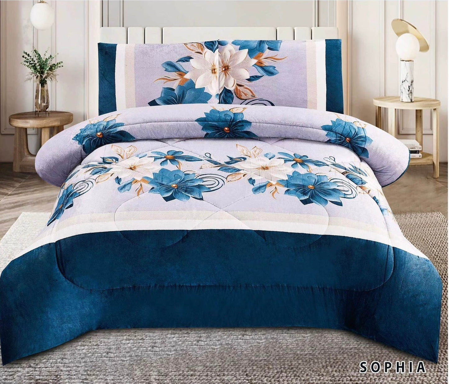 4515K PRINTED BORREGO BLANKET KING SIZE - SOPHIA (7pcs)