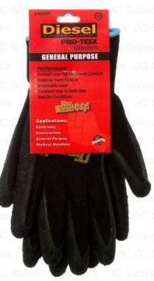 63578 DIESEL GLOVE LATEX W/CRINKLE MED 1PAIR (12/PK)