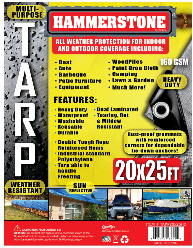 THD20X25 20X25FT TARP SILVER 160 GSM HEAVY DUTY (3PCS/CS)