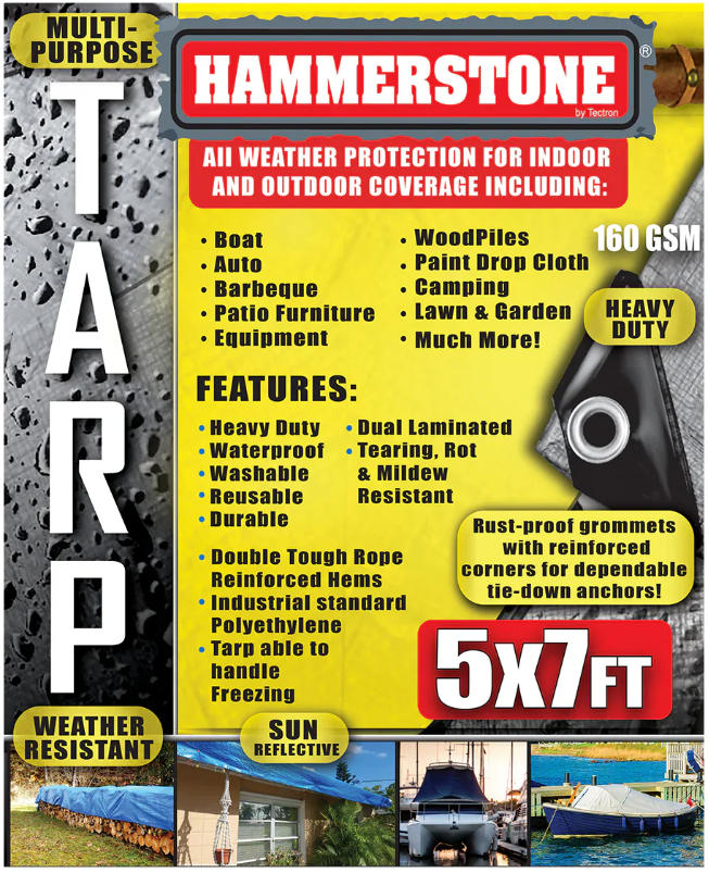 THD5X7 5X7FT TARP SILVER 160 GSM HEAVY DUTY (20PCS/CS)