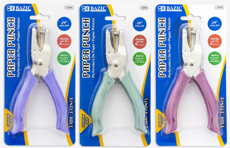 3200 BAZIC Premium Single Hole Paper Punch w/ Cushion Grip (24/PK)