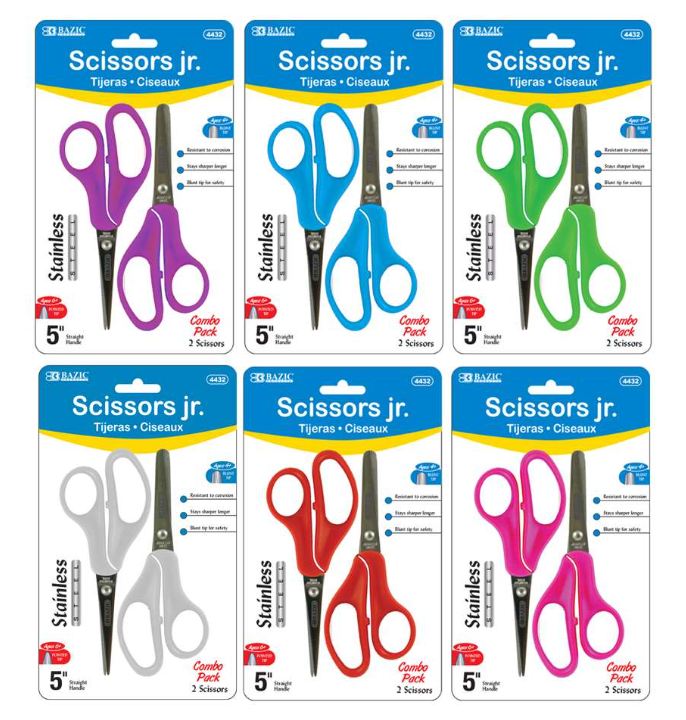4432 BAZIC 5" Blunt & Pointed Tip School Scissors (2/Pack) (24 PK)