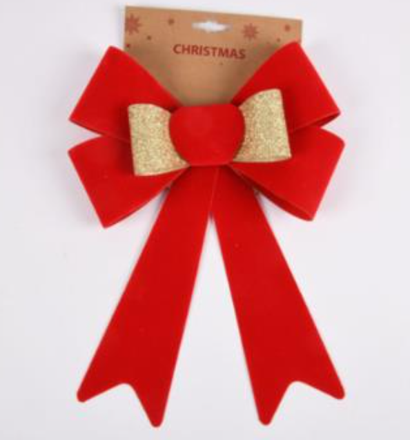 241508 HX XM BOW VELVET PVC W/ GLITTER (36/PK)