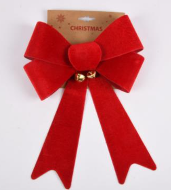 241502 HX XM BOW VELVET PVC W/BELLS (36/PK)