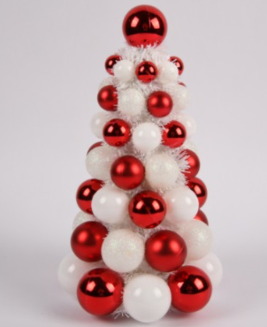 140367 HX XM ORNAMENT TREE RED AND WHITE (12/PK)