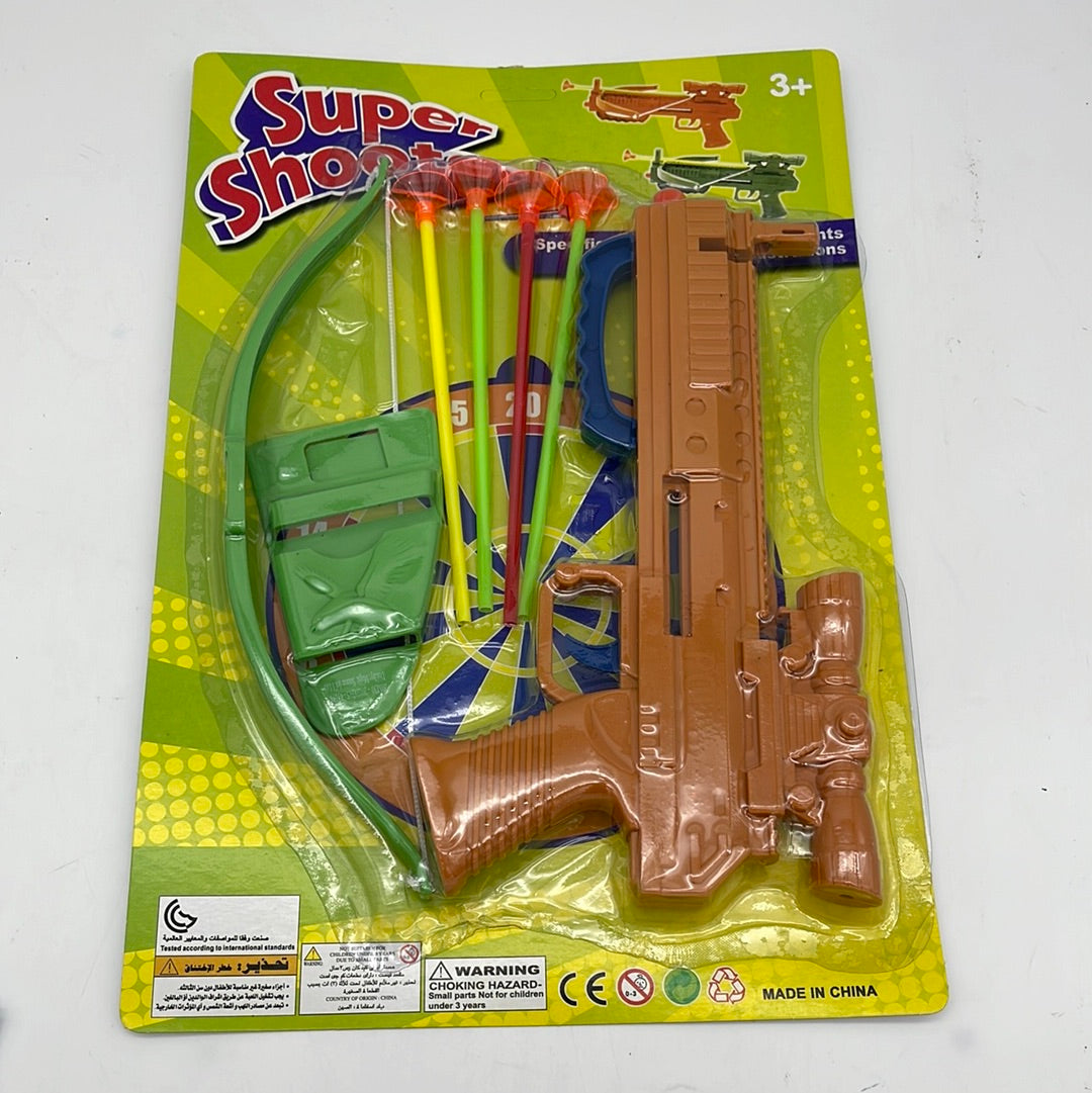 208130 15X10"SUPER SHOOT ARROW BOW GUN+4 DARTS (36pcs)