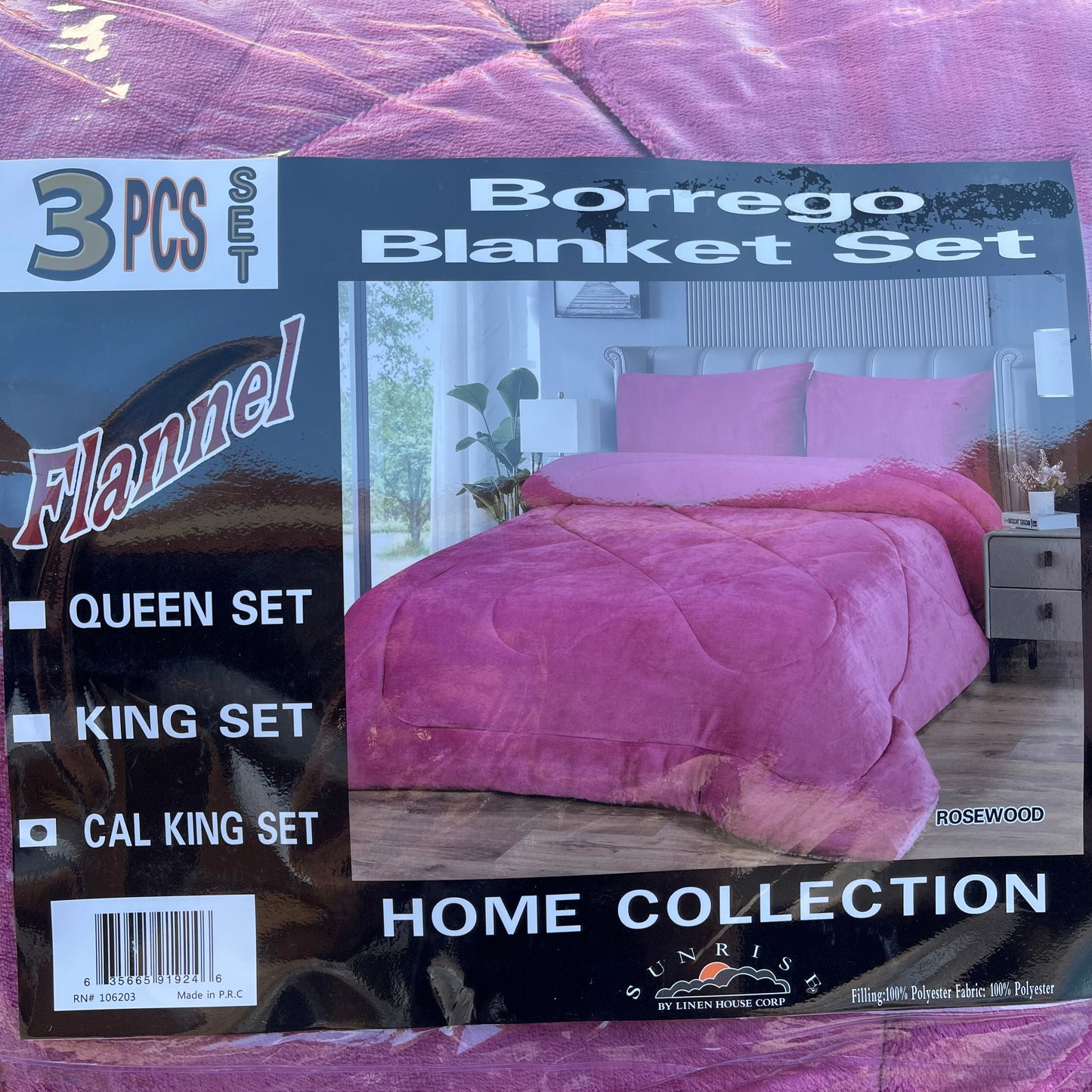 4510K-RW SOLID BORREGO KING SIZE ROSEWOOD (6PCS)