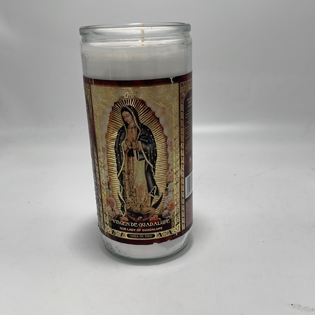 5103 Glass Candle 14 days Gold Label Lady of Guadalupe (6/1)