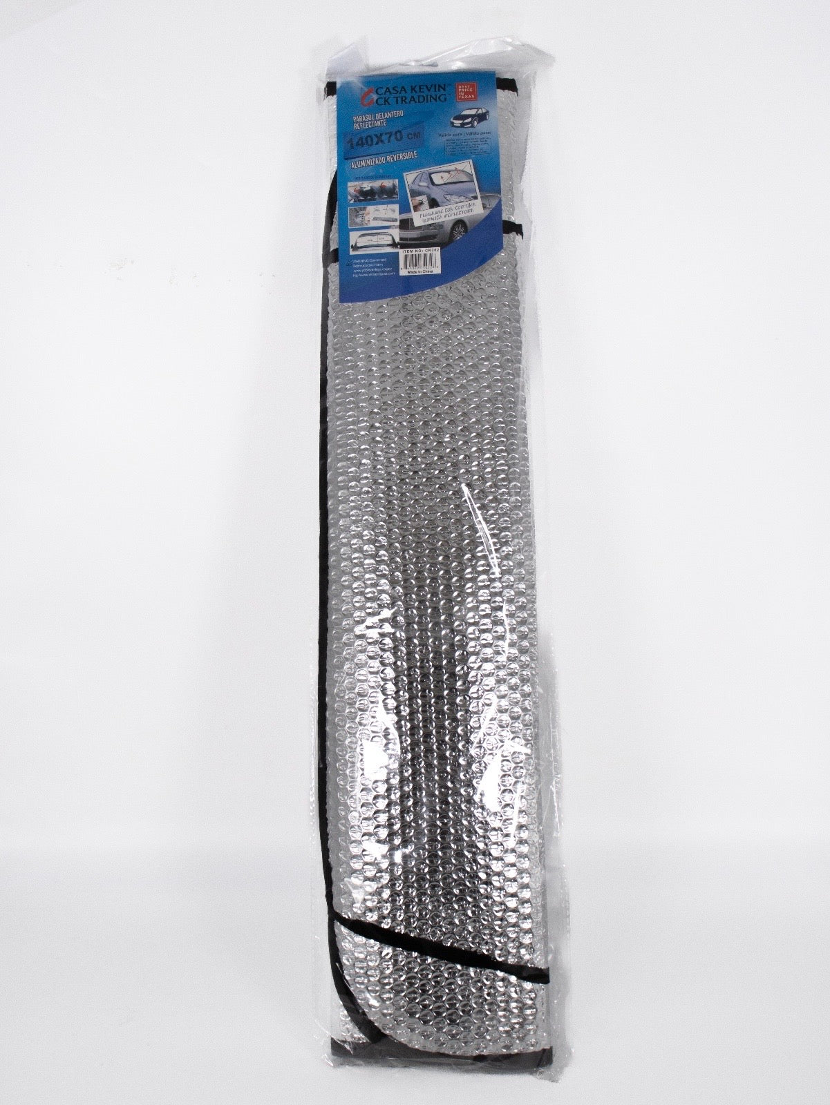 CK201  SunShade ,SIZE:140X70CM,front black and back silver,ribbon hemming (50/CS)