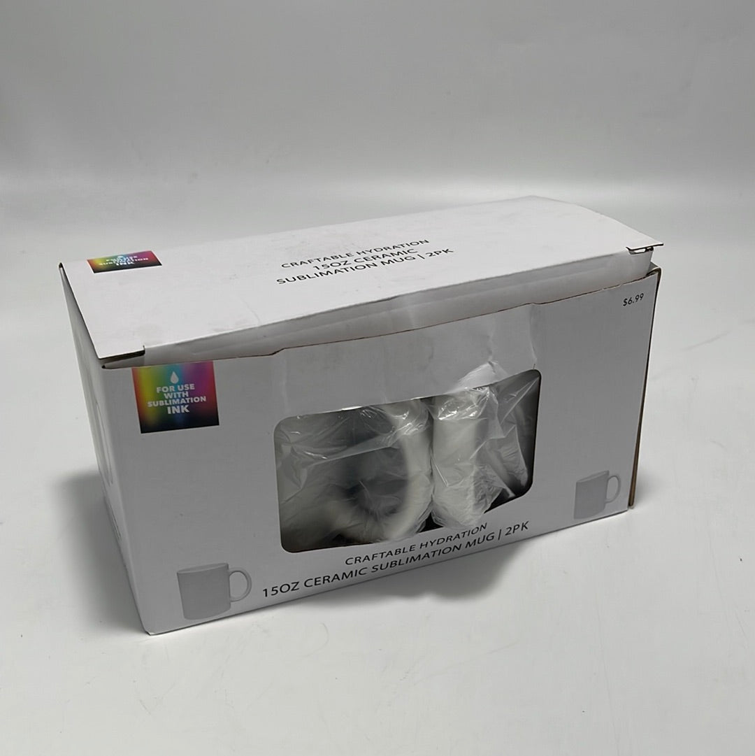 15oz Ceramic Sublimation Mug 2pk (12 mugs per case)
