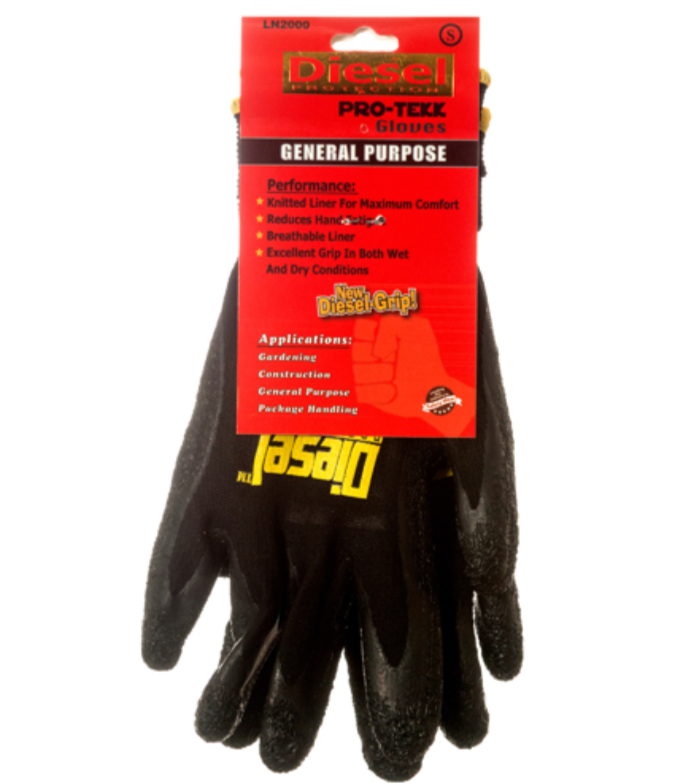 63570 DIESEL GLOVE LATEX W/CRINKLE SML 1PAIR (12/PK)