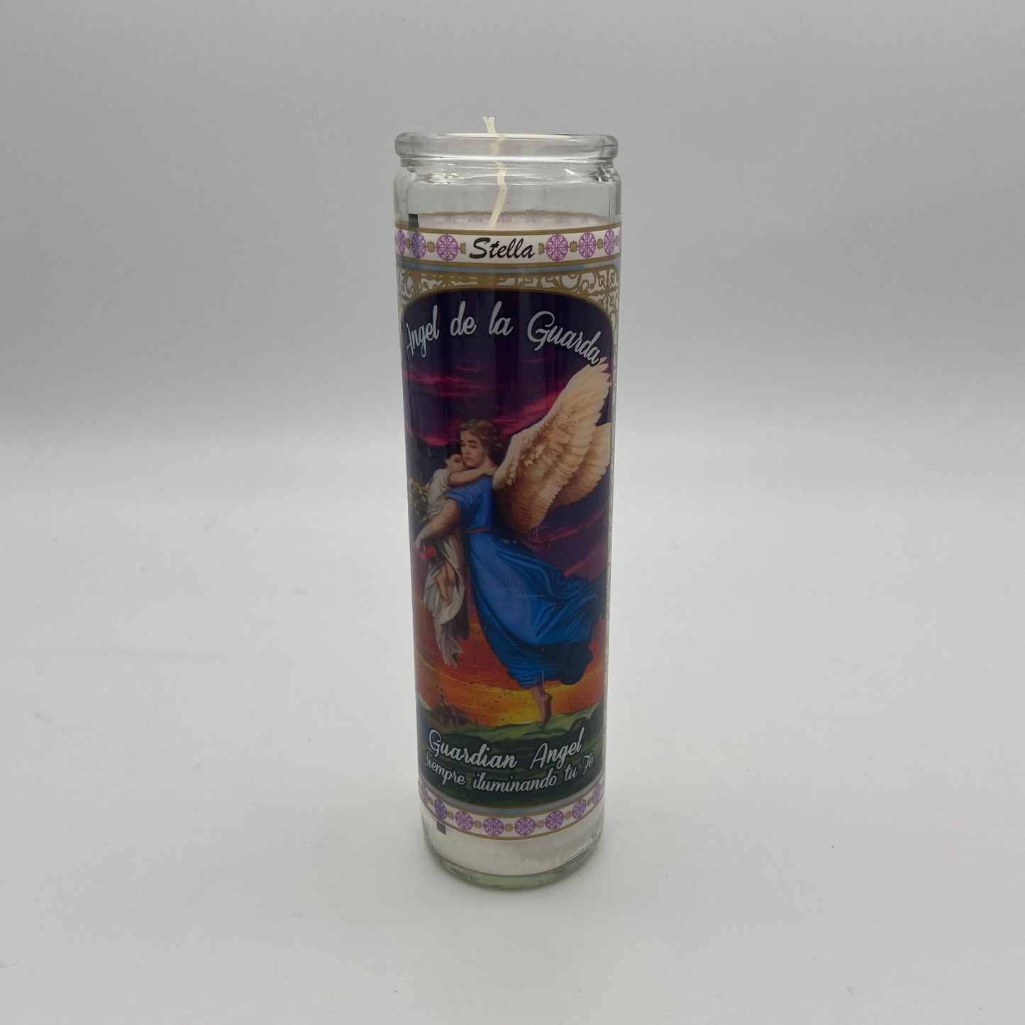 6004CASE. Glass Candle Angel de la Guardia (12pcs/package)