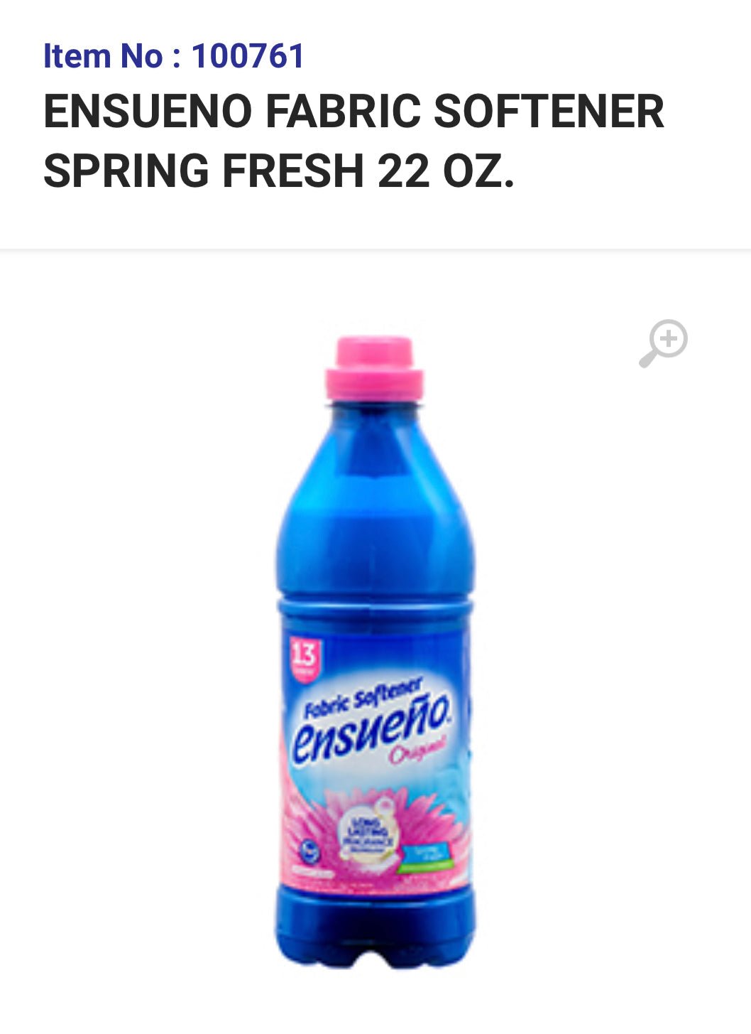 100761 ENSUENO FABRIC SOFTENER SPRING FRESH 22 OZ (12/PK)