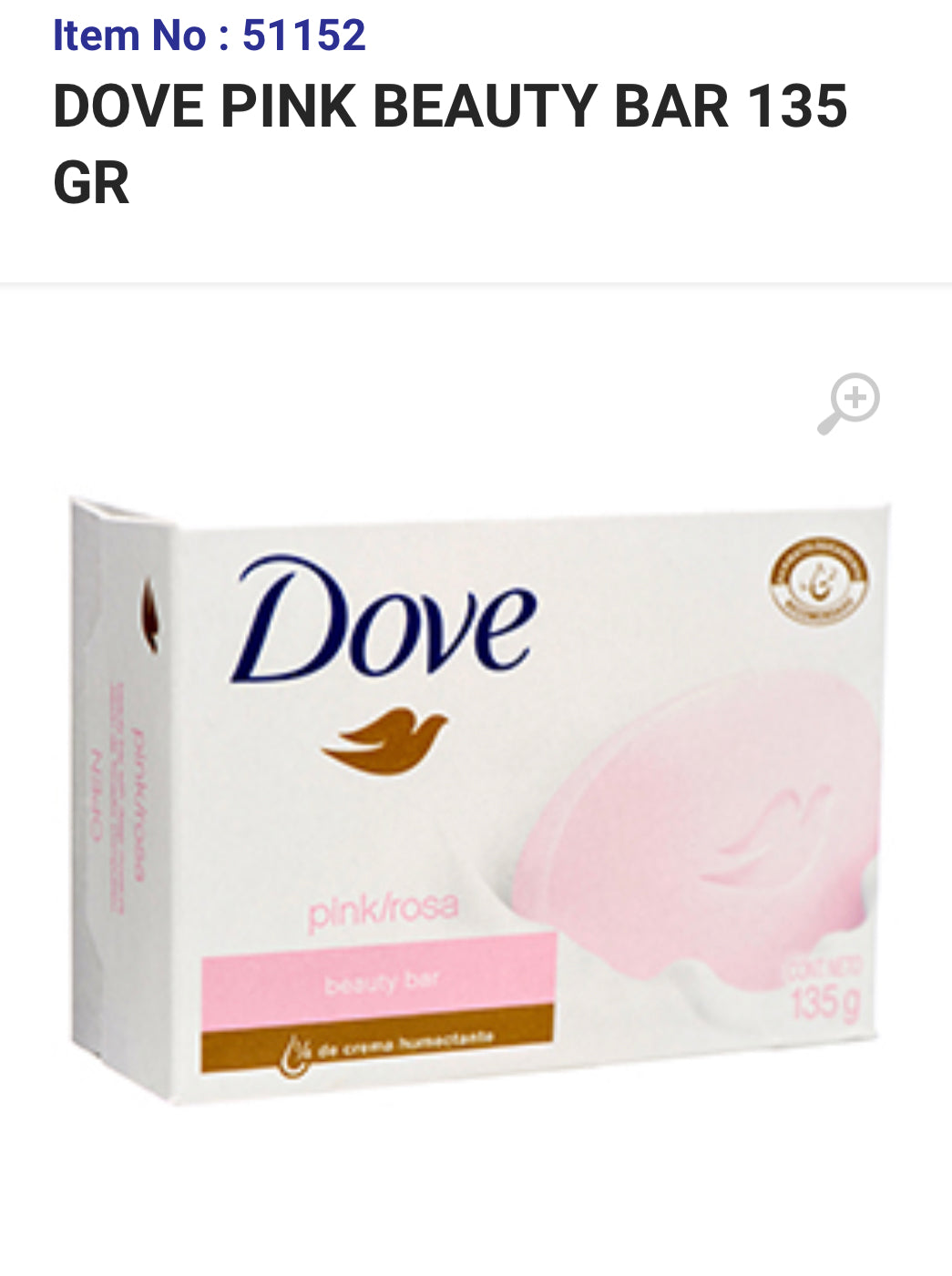51152 DOVE PINK BEAUTY BAR 135 GR (48/CS)