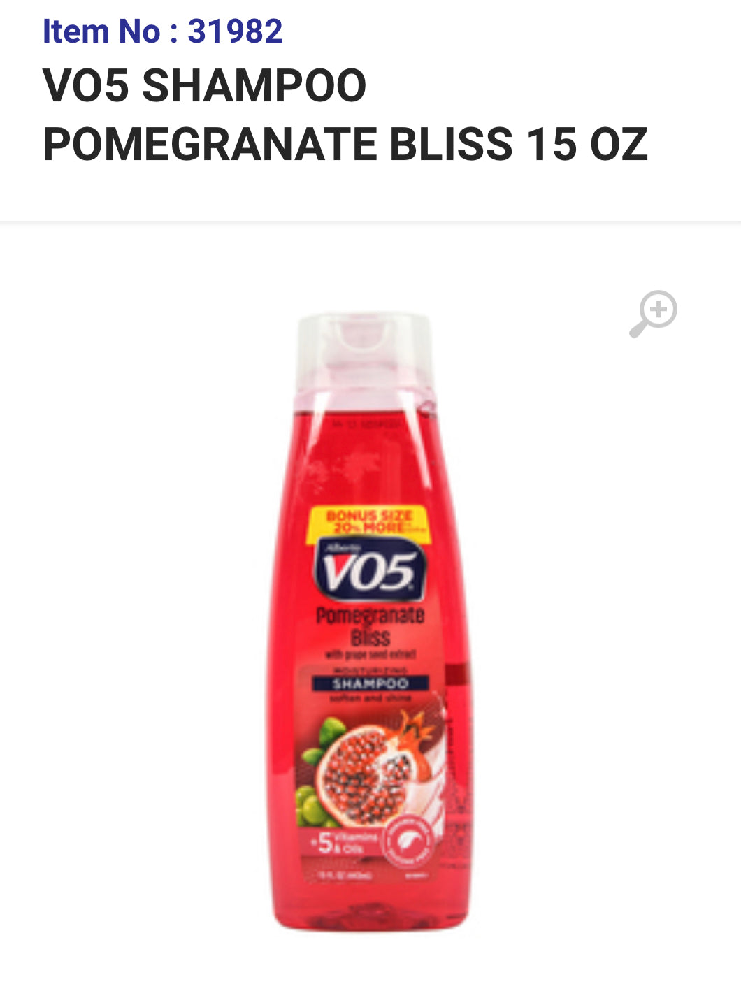 31982 VO5 SHAMPOO POMEGRANATE BLISS 15 OZ (6/PK)