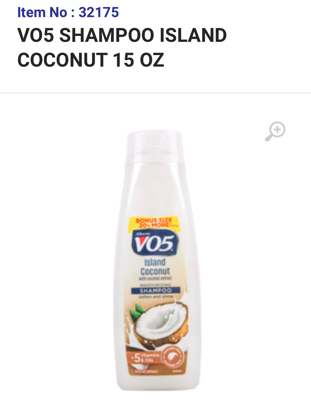 32175 VO5 SHAMPOO ISLAND COCONUT 15 OZ (6/PK)