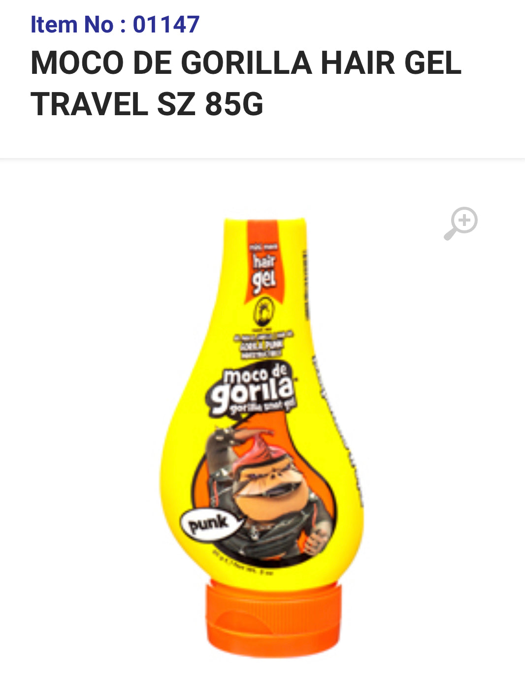 01147 MOCO DE GORILLA HAIR GEL TRAVEL SZ 85G (24)