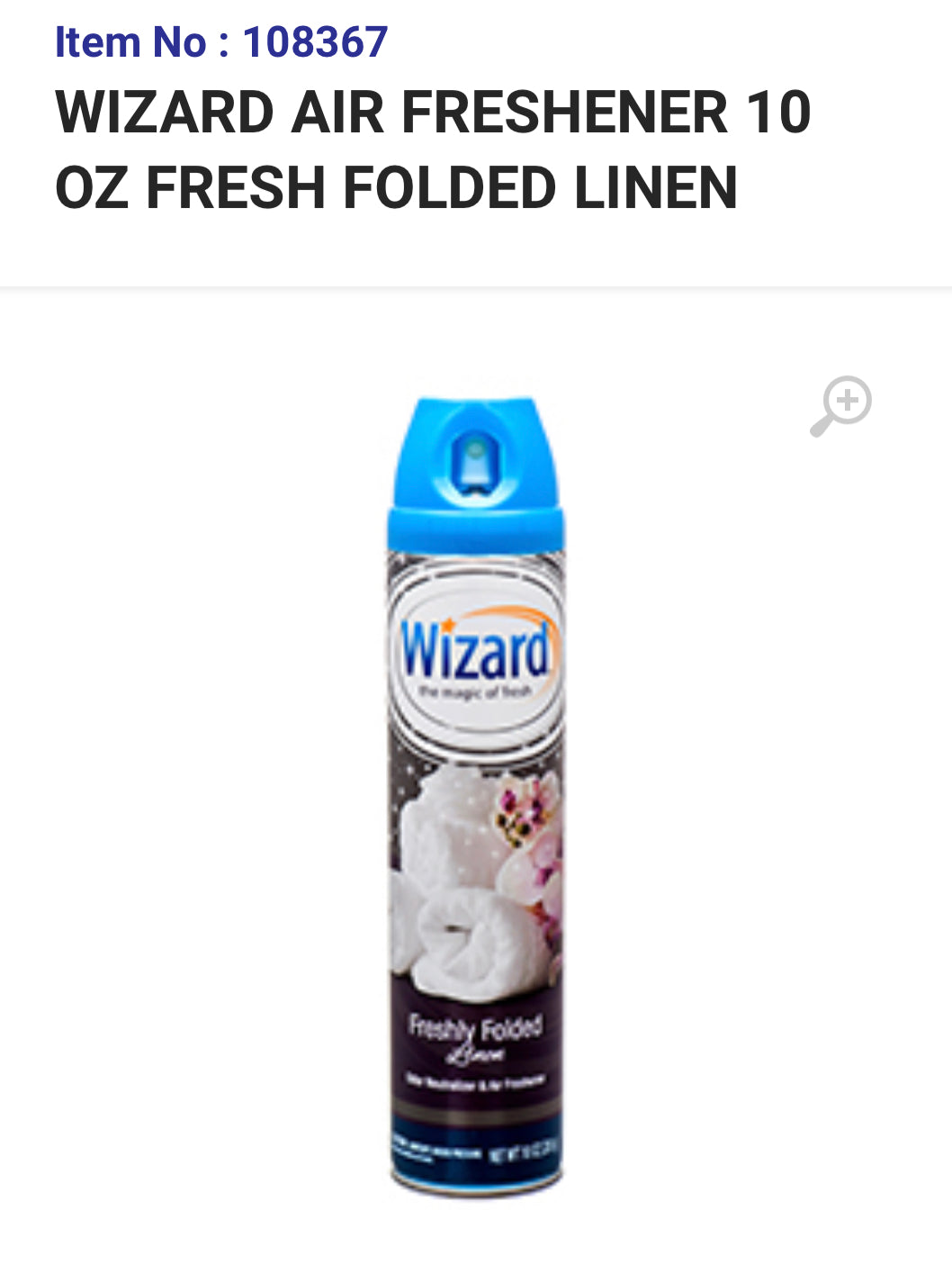108367 WIZARD AIR FRESHENER 10 OZ FRESH FOLDED LINEN 12 CS CK Wholesale 108367-wizard-air-freshener-10-oz-fresh-folded-linen-12-cs-ck-wholesale
