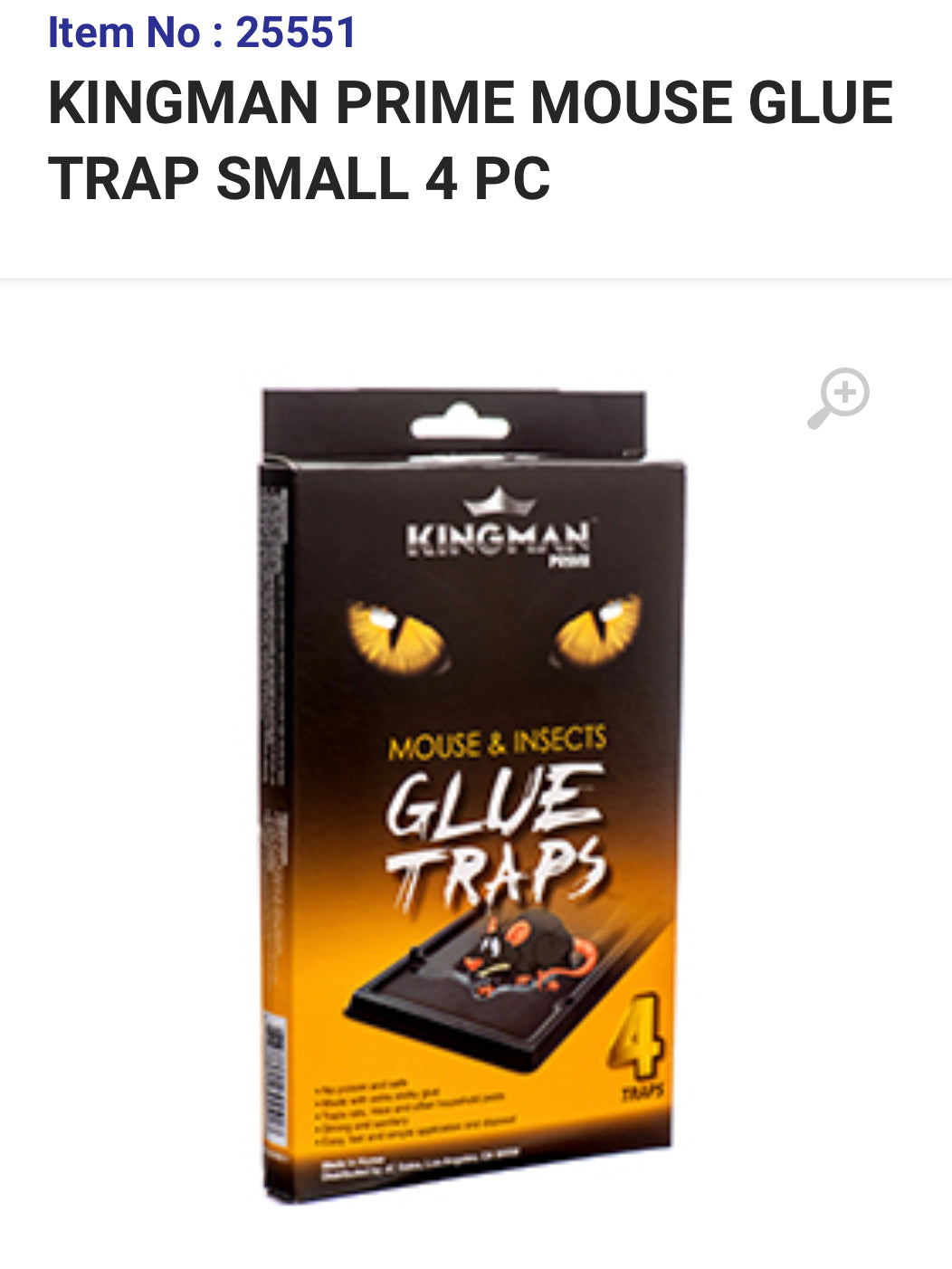 25551 KINGMAN PRIME MOUSE GLUE TRAP SMALL 4 PC (24/PK)