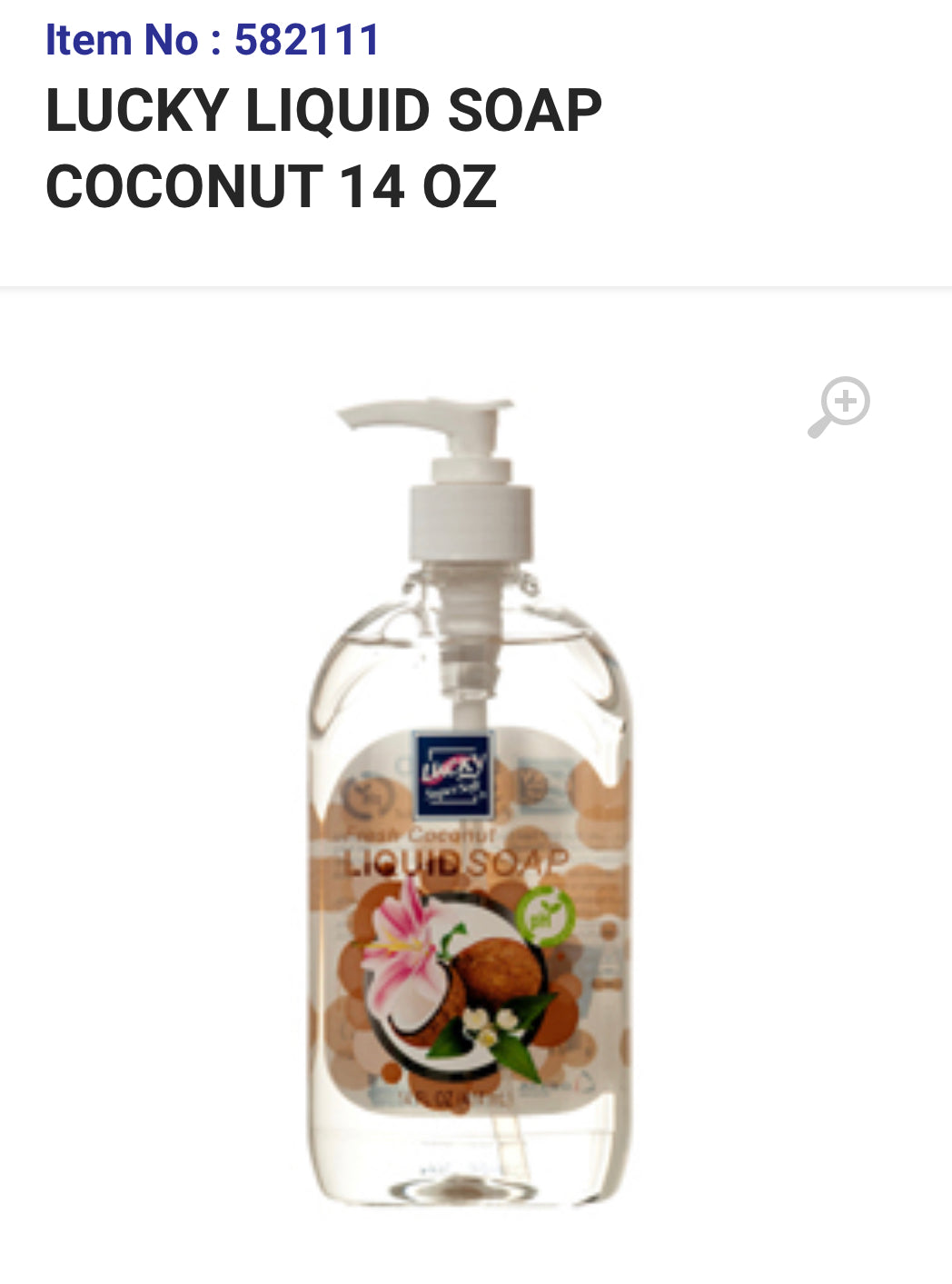 582111 LUCKY LIQUID SOAP COCONUT 14 OZ (12/PK)