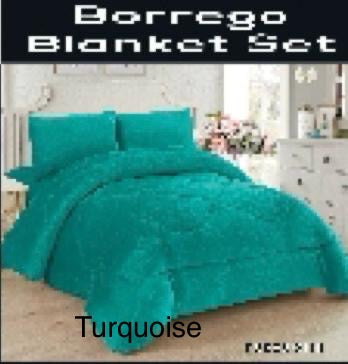 4510Q  SOLID BORREGO BLANKET QUEEN SIZE  -TURQUOISE  (7pcs)