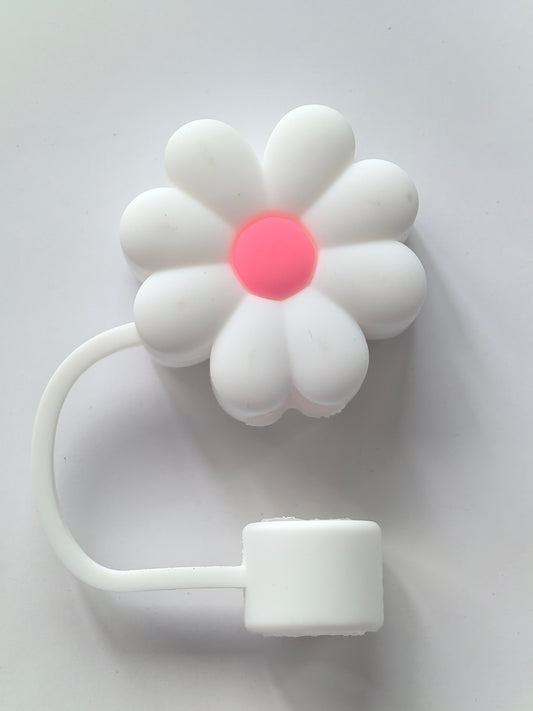 SC-FLW01-WT STRAW COVER FLOWER WHITE (12/DZ)