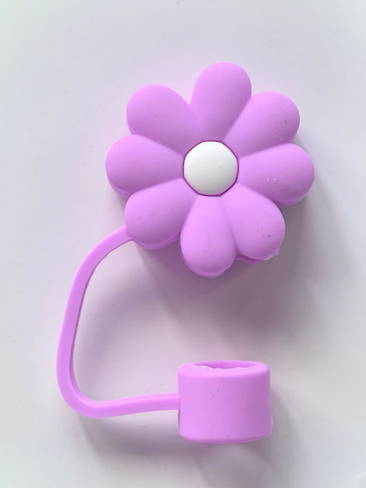 SC-FLW01-PU STRAW COVER FLOWER PURPLE (12/DZ)