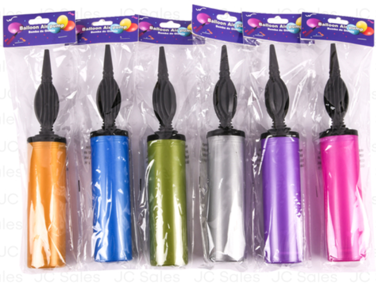 123471 BALLOON PLASTIC PUMP ASST COLOR (24/CS)