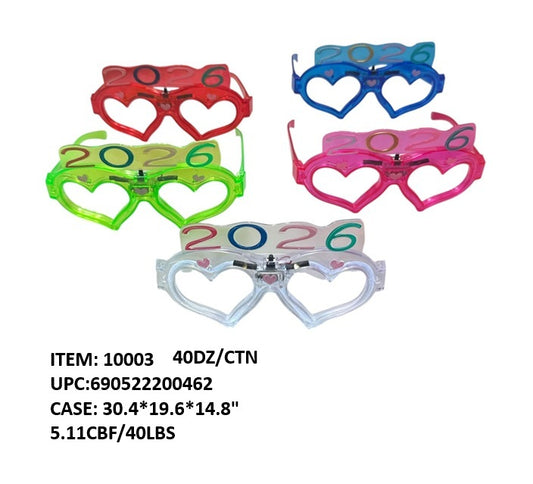10003 LIGHT UP HEART SHAPE GLASSES (12/CS)