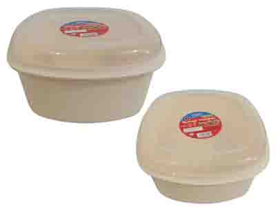15825D  Square Food Container, 3 Asst Colors. Size: 10" x 10" x 5.25" (60/CS)