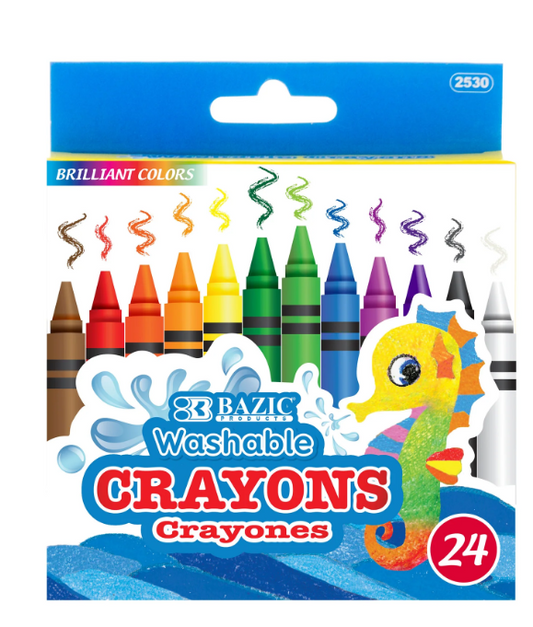 2530 BAZIC 24 Color Washable Premium Crayons (24/PK)