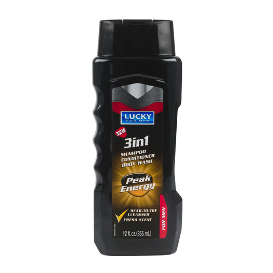 26805 Lucky For Men 3in1 Shampoo Conditioner Body Wash - 12oz/355ml - Fresh Scent (12/CS)