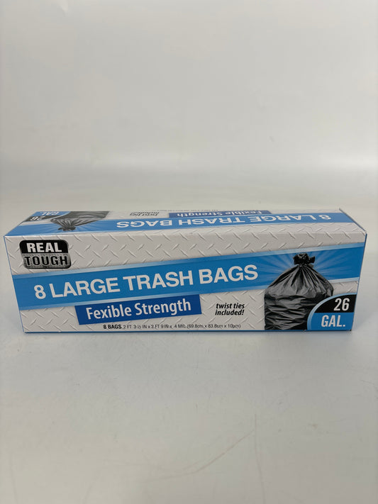 22020 Real Tough Trash Bag 8ct 26gl Twist Tie (24)